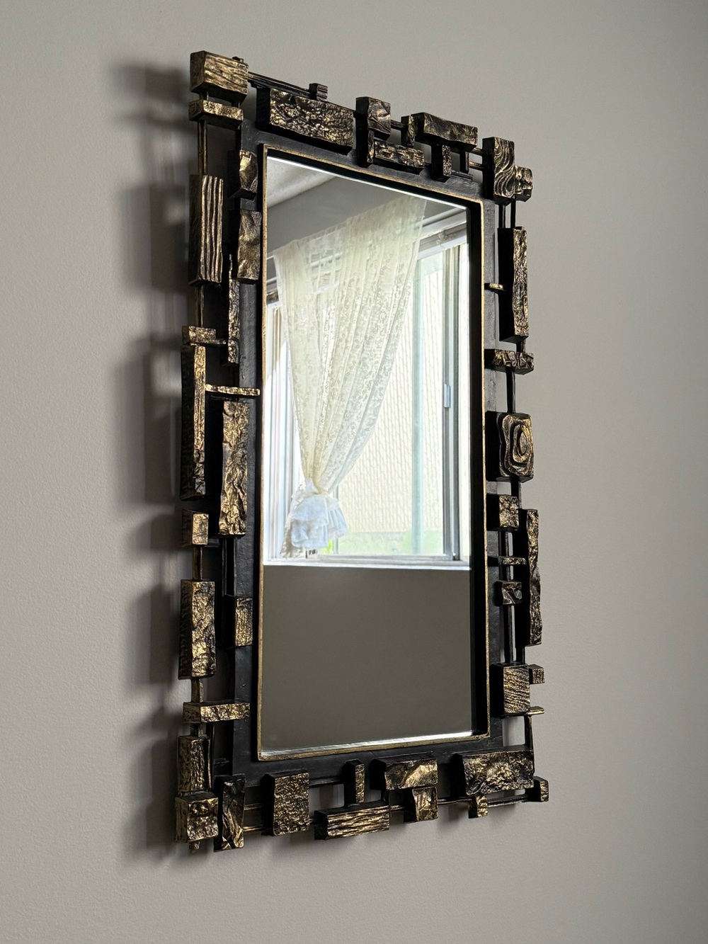 Vintage c1974 Syroco Dart MCM Post Atomic Age Brutalist Mirror 17x29" MCMLXXIV